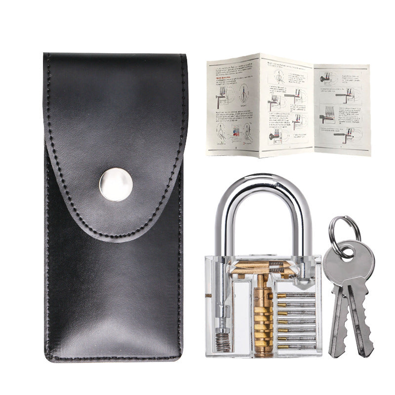 15-Piece Lock Pick Practice Set — Clear Padlock & Broken-Key Hooks