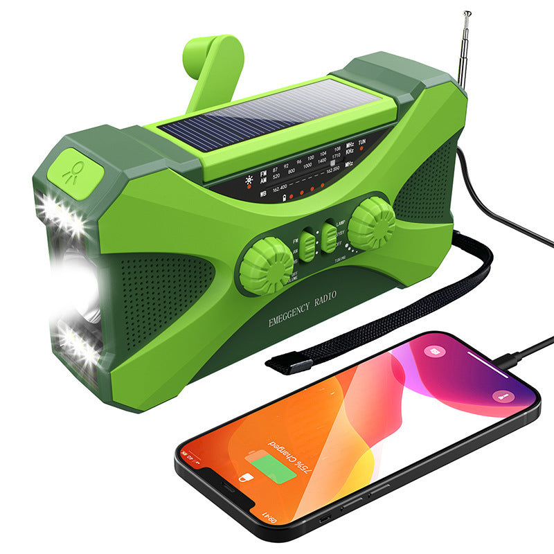 Hand-Crank Emergency Radio — AM/FM/NOAA, Flashlight & Power Bank