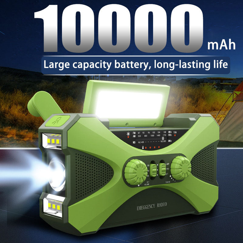 Hand-Crank Emergency Radio — AM/FM/NOAA, Flashlight & Power Bank